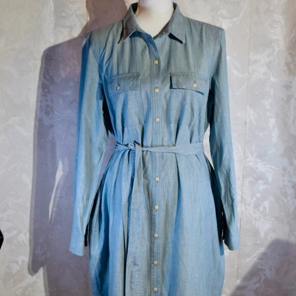 L.L. Bean Signature 2X Plus Size | Denim Chambray Tunic Shirt Dress | Vented - Picture 1 of 7